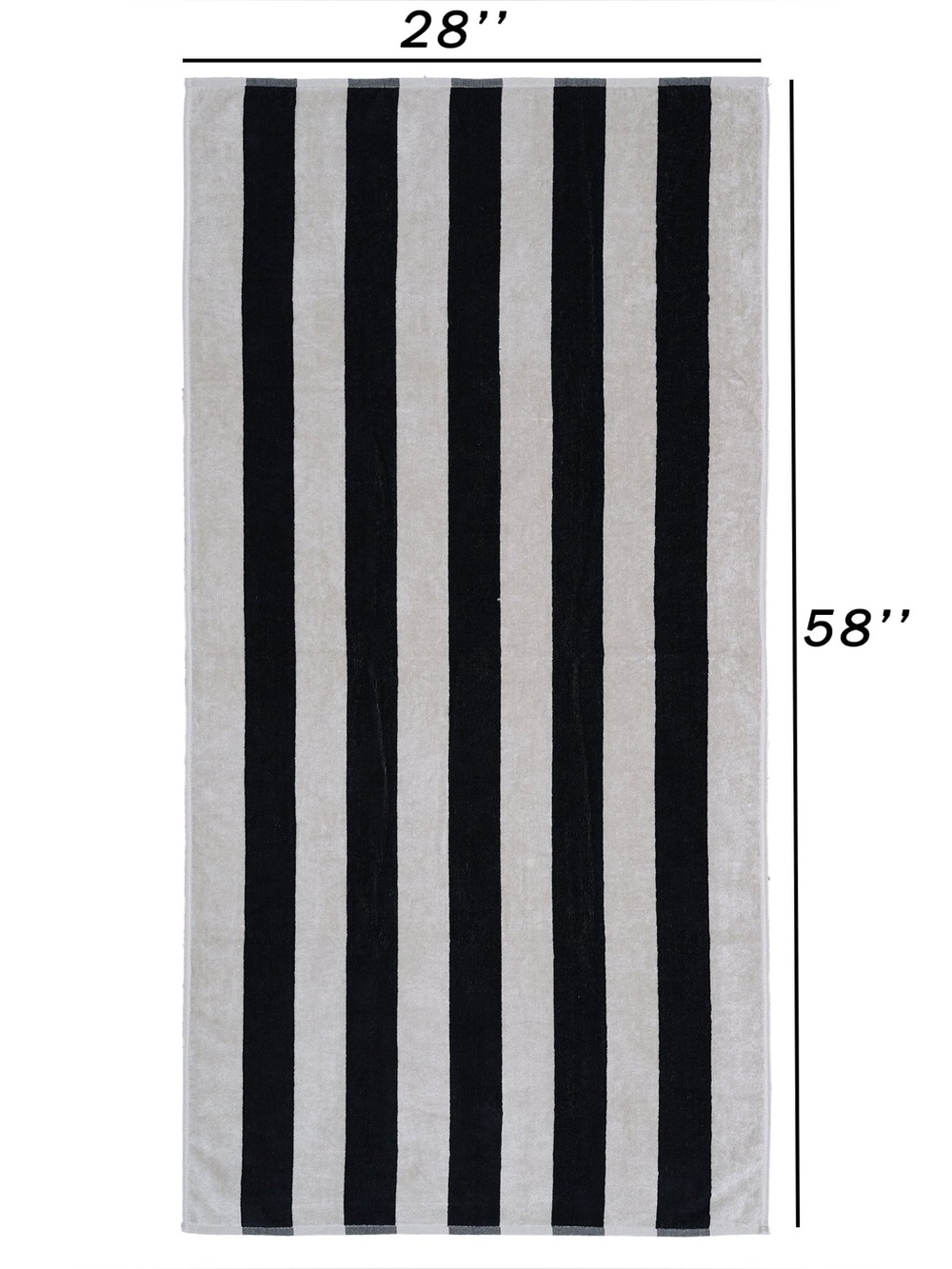 2-Mainstays Cabana Striped Cotton Beach Towel w/ Hanging Loop Black / Tan 28x58
